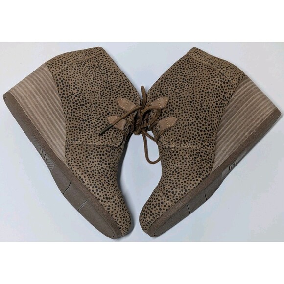 Toms Womens 8.5 Shoes Kala Wedge Bootie Ortholite Tan Mini Cheetah Suede NEW NWT - Picture 9 of 14